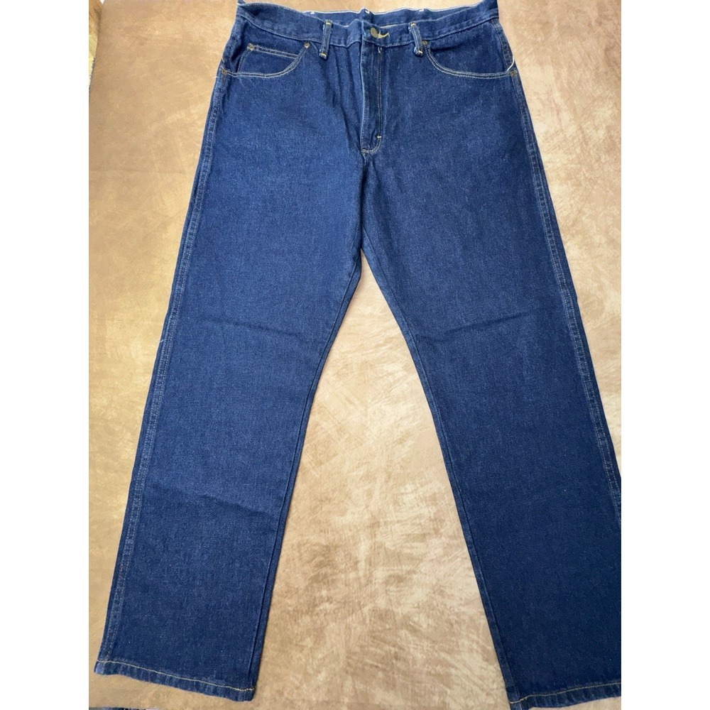 RED KAP MENS 38X32 BLUE JEANS Dark Blue Wash RELAXED FIT 100% COTTON DENIM